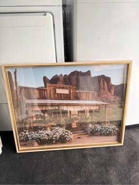 Dior Framed Western Print in Tan and Blue Tones